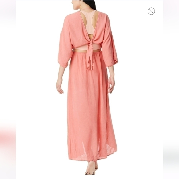 SANCTUARY Cover-Up Maxi Dress Plunge V-Neck Three-Quarter Sleeve Draped Size S - Picture 3 of 5